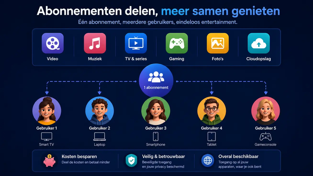 Spliiit maakt het mogelijk om abonnementen zoals Netflix, Spotify, Disney+ en cloudopslag veilig te delen en kosten te besparen.