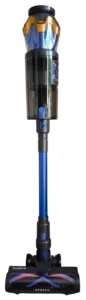 Bulelink Zenith G10 steelstofzuiger vastgeklikt in de stofzuigmond met blauwe buis en transparante stofcontainer.