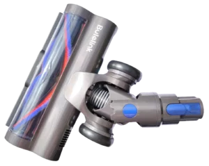 Motorische vloerborstel van de Bulelink Zenith G10 met transparante behuizing en blauw‑rode borstelrol.