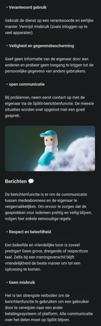 Spliiit-richtlijnen voor het veilig delen van abonnementen tussen eigenaar en mede-abonnees.